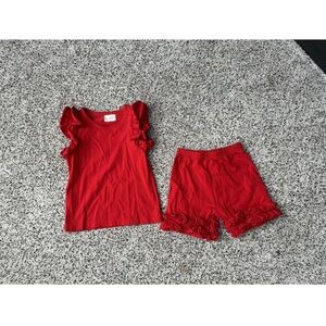 Boutique Red Ruffle Tank & Shorts Set